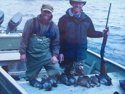 Ducks over decoys during a Legend Lodge cast and blast trip