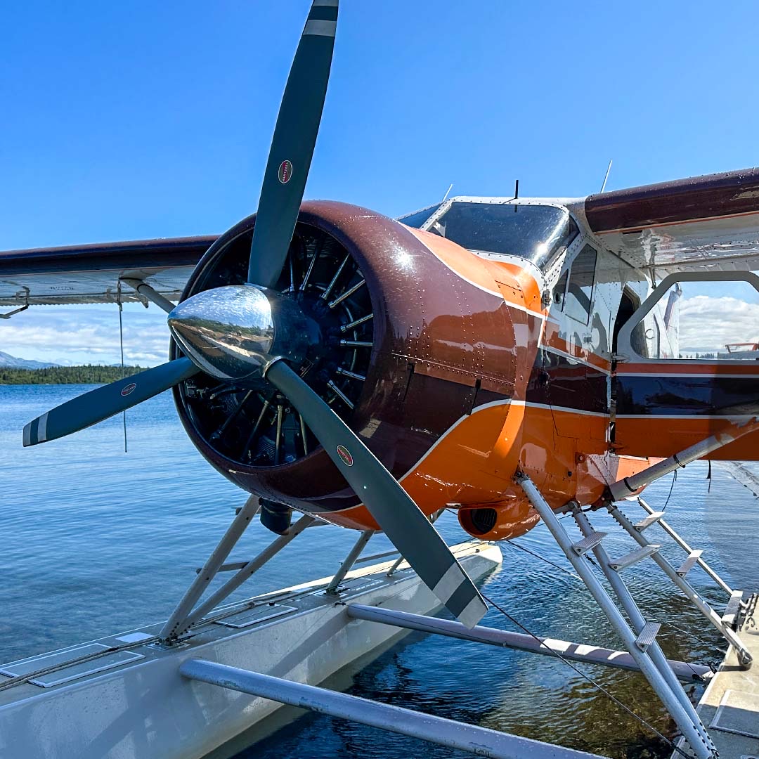 The float plane that carries guests from Iliamna to Legend Lodge