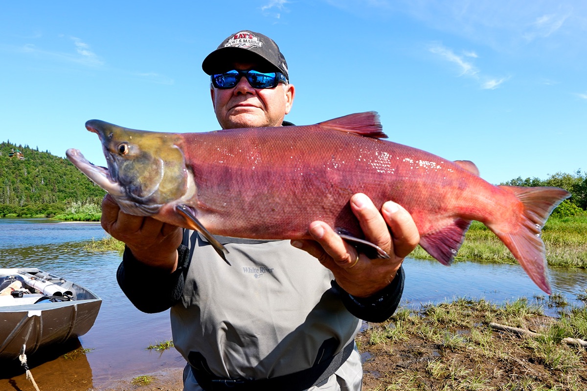 Jeff with a salmon at Legend Lodge