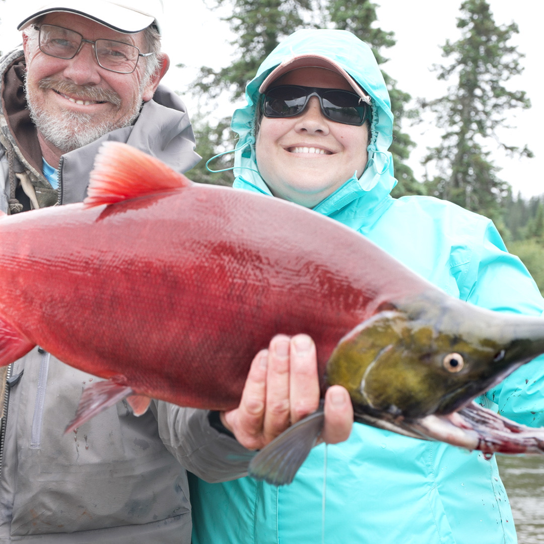 Guests with a bright red sockeye