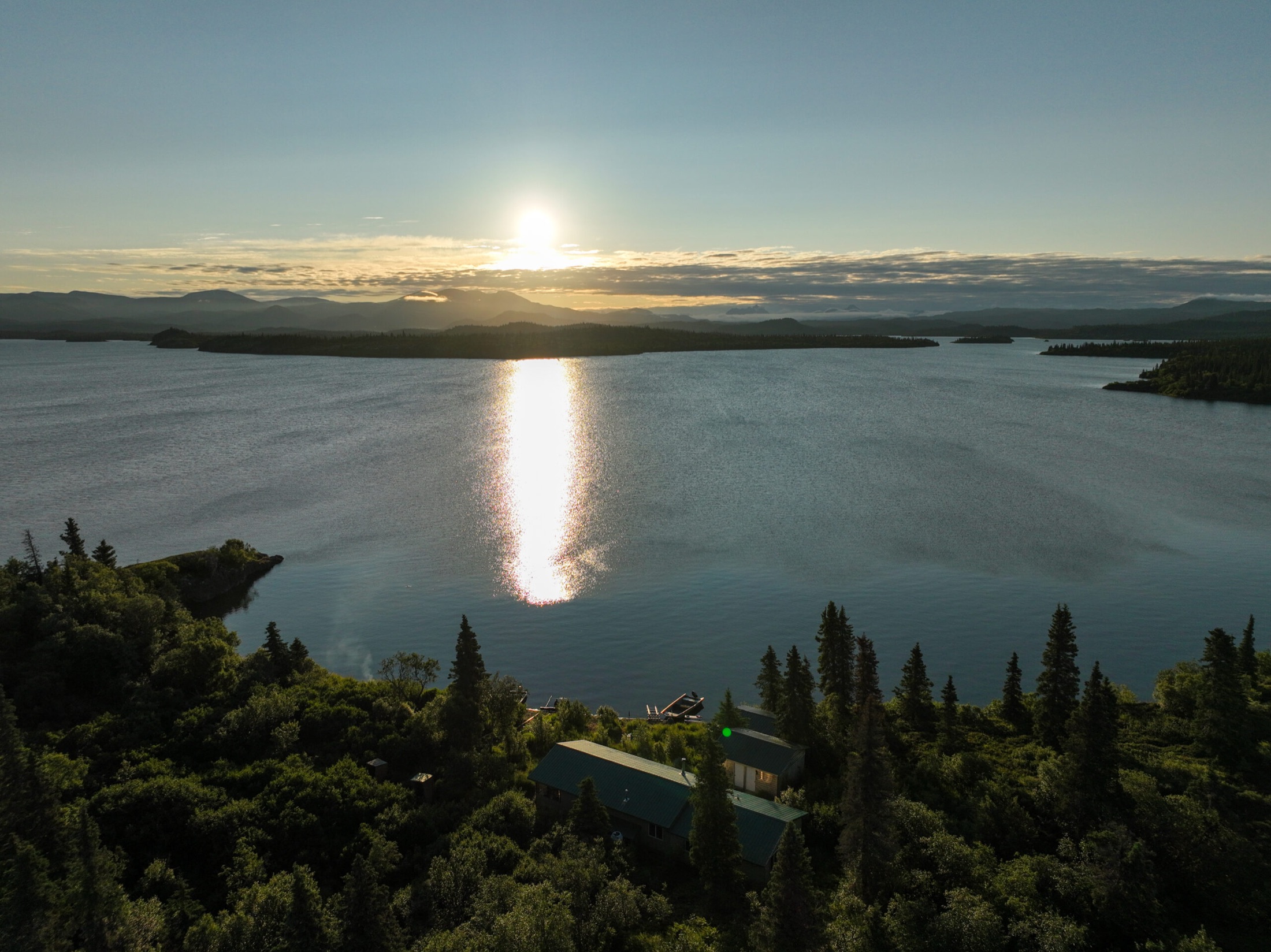 Legend Lodge at sunset on Lake Iliamna