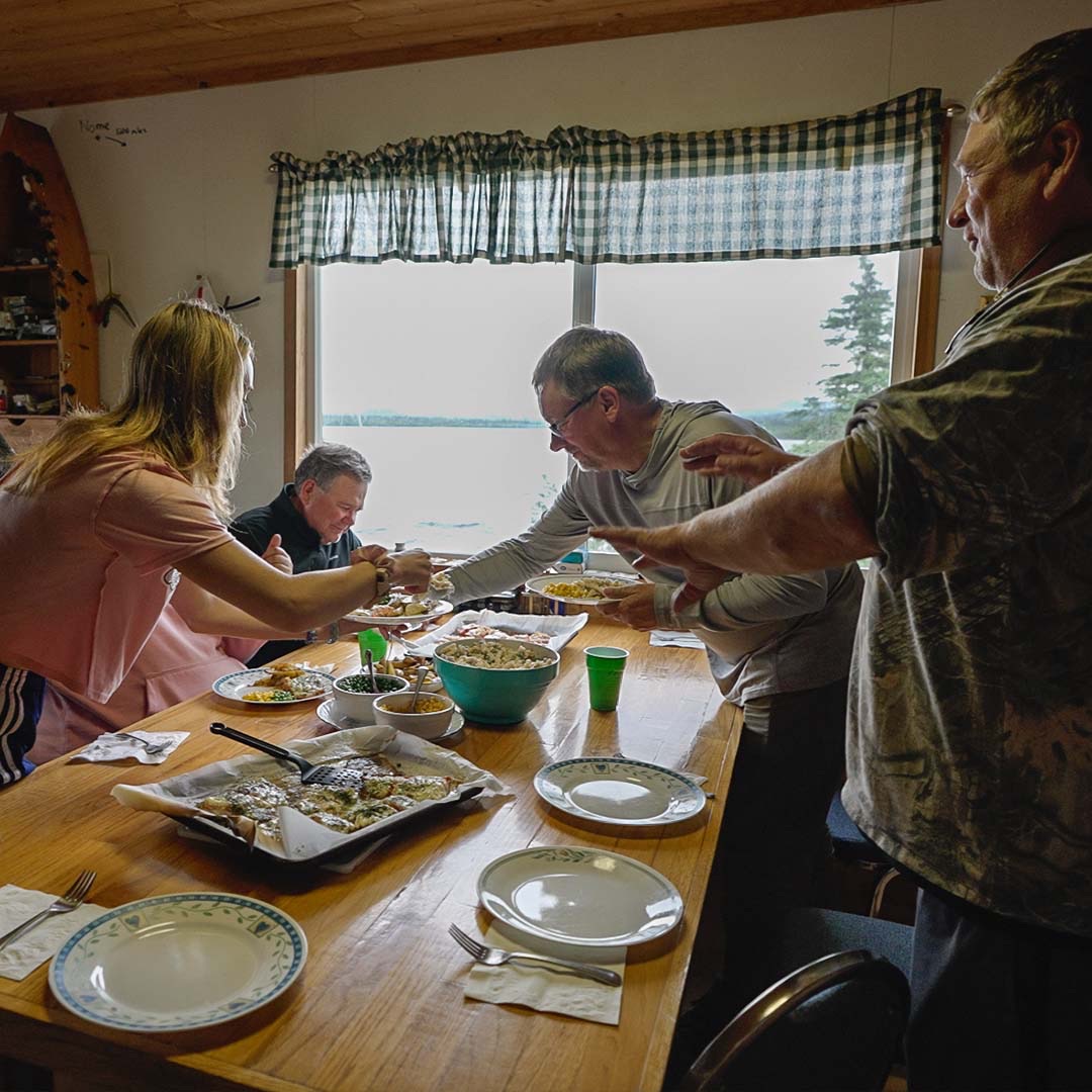 Home cooked meals and story telling at the lodge